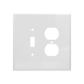2 Gang Jumbo Smooth Metal Single Switch & Duplex Receptacle Wall Plate-WH