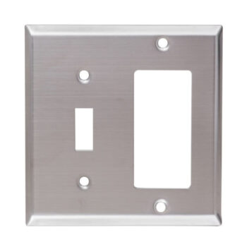 2 Gang Stainless Steel Toggle Switch & Decorative Device Combination Wall Plate