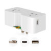Dual Type A &Type C USB Wall Charger, Double Outlet Converter w/Extendable Grounding Lug 4.2 Amp