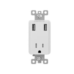 3.6 AMP USB Charger Dual Type A | 15 AMP Single Tamper Resistant Receptacle | Side-Wire & Back-Wire