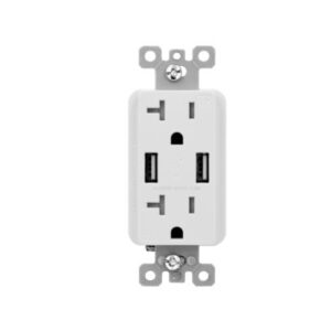 3.0 AMP USB Charger Dual Type A | 20 AMP Duplex Tamper Resistant Receptacle | Side-Wire & Back-Wire