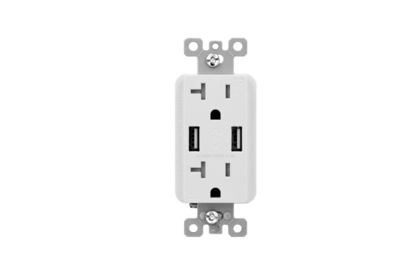 3.0 AMP USB Charger Dual Type A | 20 AMP Duplex Tamper Resistant Receptacle | Side-Wire & Back-Wire