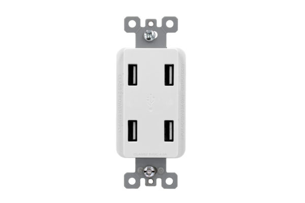 4.0 AMP USB Charger | Quad Type A Charging Ports | Side-Wire & Back-Wire