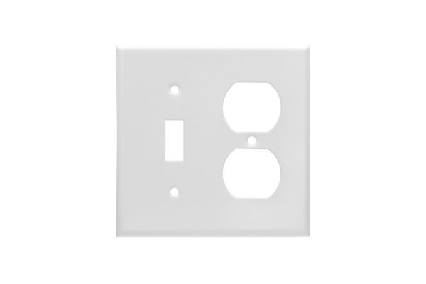 2-Gang Toggle Switch & Duplex Receptacle Smooth Metal Wall Plate