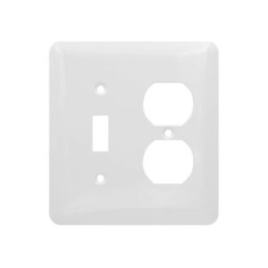 2-Gang Mid-Size Toggle Switch & Duplex Receptacle Smooth Metal Wall Plate