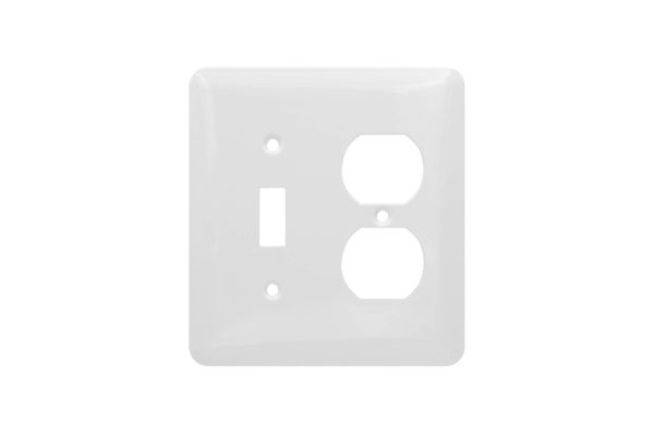 2-Gang Mid-Size Toggle Switch & Duplex Receptacle Smooth Metal Wall Plate