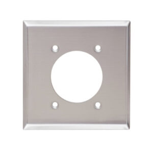 2-Gang Power Outlet Receptacle Stainless Steel Wall Plate | 54.7mm Opening