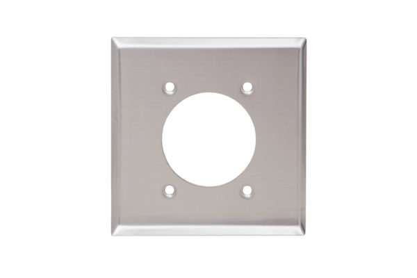 2-Gang Power Outlet Receptacle Stainless Steel Wall Plate | 54.7mm Opening