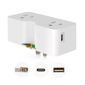 4.2 AMP USB Wall Charger Type A+C | 15 AMP Double Outlet Converter | Extendable Grounding Lug | NEMA 5-15R
