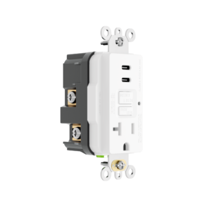 24 Watt GFCI Protected | USB Charger Dual Type C | 20 AMP Single Receptacle