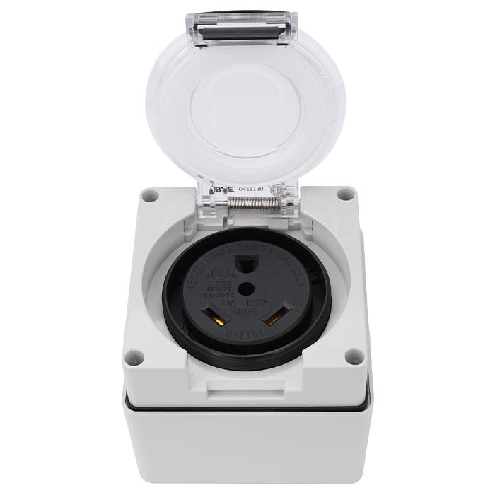 30 AMP EV/RV Charging Outlet Box | 2-Pole, 3-Wire | 125 Volt | NEMA TT-30R