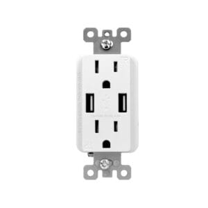 3.6 AMP USB Charger Dual Type A | 15 AMP Duplex Tamper Resistant Receptacle | Side-Wire & Back-Wire