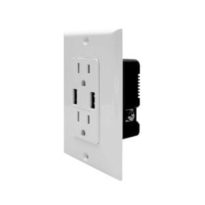 3.0 AMP USB Charger Dual Type A | 15 AMP Duplex Tamper Resistant Receptacle | Side-Wire & Back-Wire