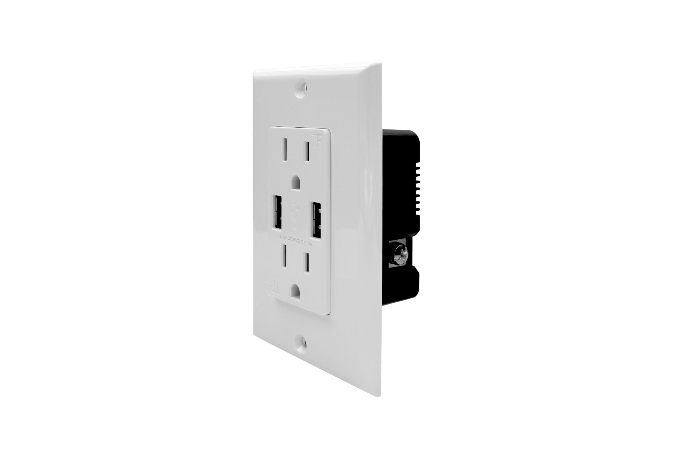 3.0 AMP USB Charger Dual Type A | 15 AMP Duplex Tamper Resistant Receptacle | Side-Wire & Back-Wire