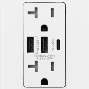 6.0 AMP USB Charger Dual Type A+C | 20 AMP Duplex Tamper Resistant Receptacle | Side-Wire & Back-Wire