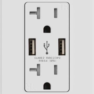 5.4 AMP USB Charger Dual Type A | 20 AMP Duplex Tamper Resistant Receptacle | Side-Wire & Back-Wire