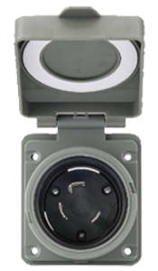 30 AMP RV/Marine Power Inlet Plug | Twist-lock Flush-Mount Box | 2-Pole, 3-Wire | 250 Volt | NEMA L6-30P