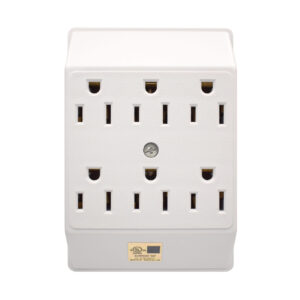 15 AMP 3-Wire Single-to-Six Outlet Grounding Adapter | NEMA 5-15P & 5-15R