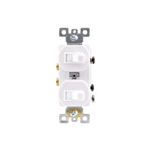 15 AMP Residential Combination Single-Pole Horizontal Duplex Toggle Switch | Back-Wire, Side-Wire